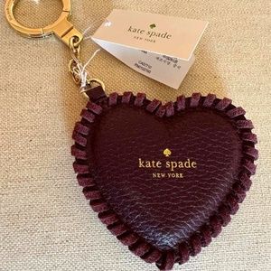 Kate Spade Genuine Leather Heart shaped keychain NWT